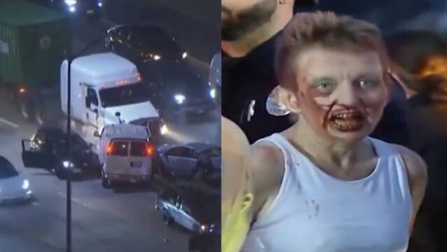 High Speed Police Chase Ends In Wrong-Way Bloody Crash On The Freeway In Los Angeles