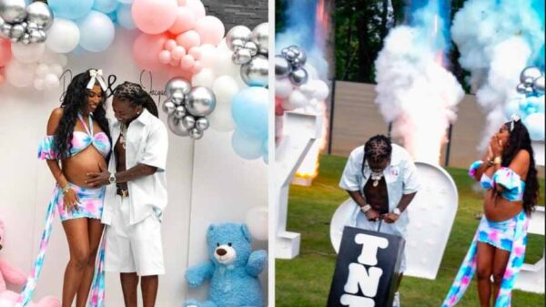 Jacquees and Deiondra Sanders hold gender reveal party