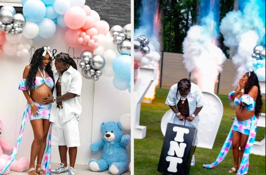 Jacquees and Deiondra Sanders hold gender reveal party