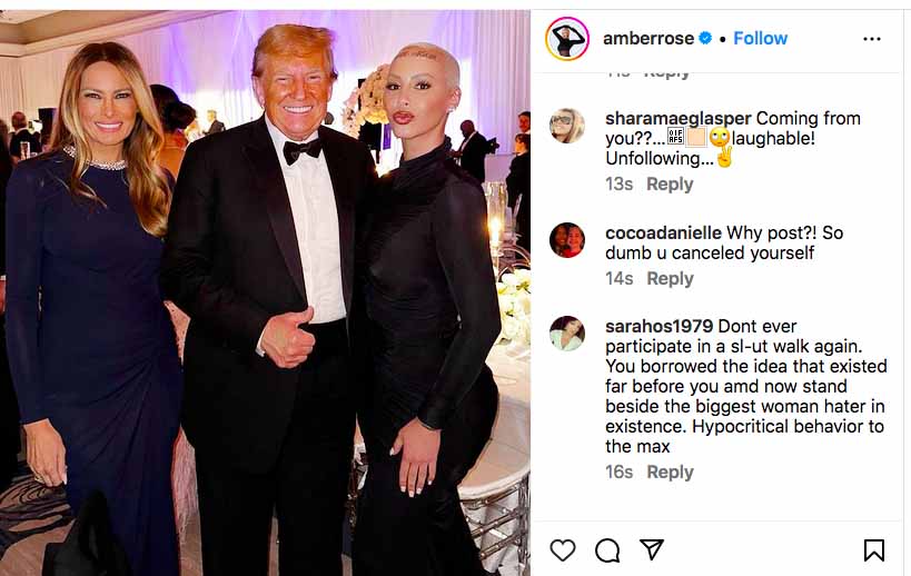 Amber Rose photo with Donald & Melania Trump sparks outrage