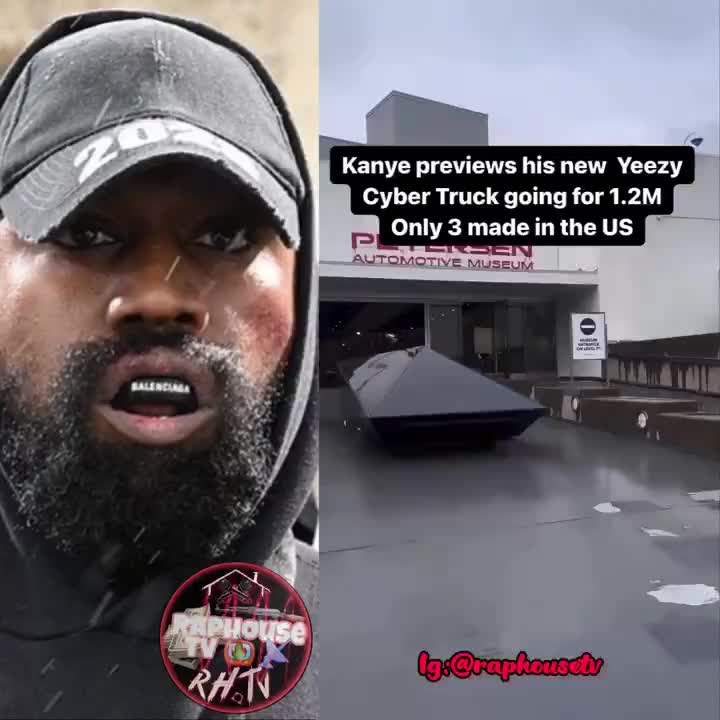 Kanye West previews his new Yeezy Custom Cyber Truck going for 1.2M Only 3 of them were made in the US.