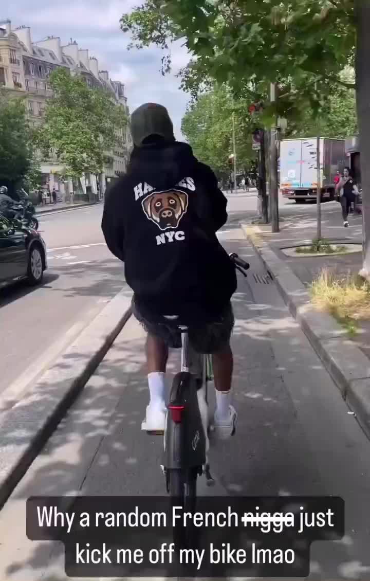 Pro skateboarder Tyshawn Jones was kicked off his bike by a stranger while cruising around Paris