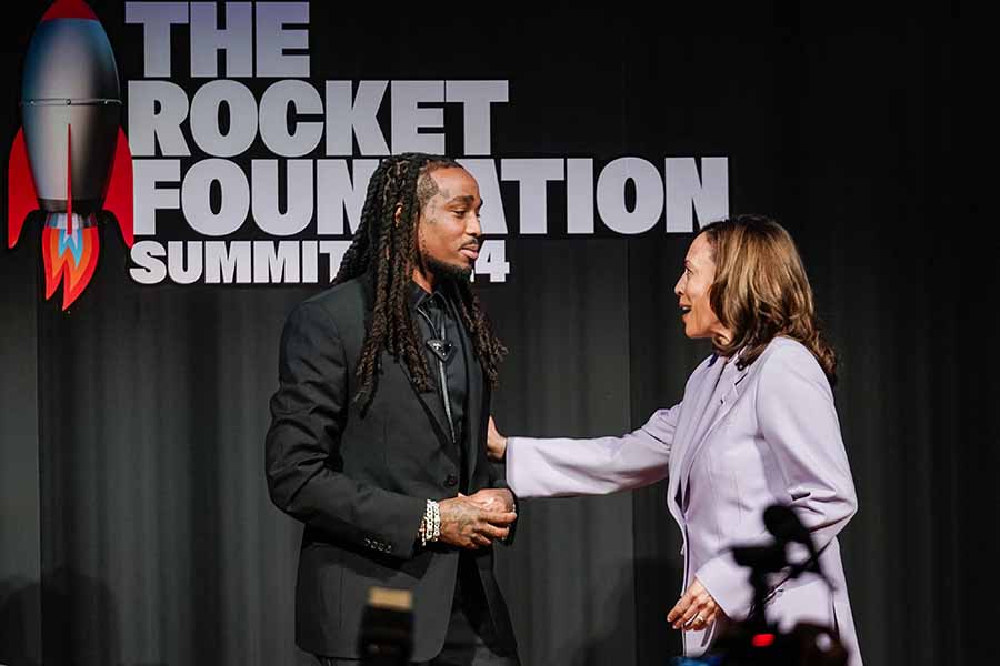 VP Kamala Harris Talks Gun Control with Quavo in Atlanta