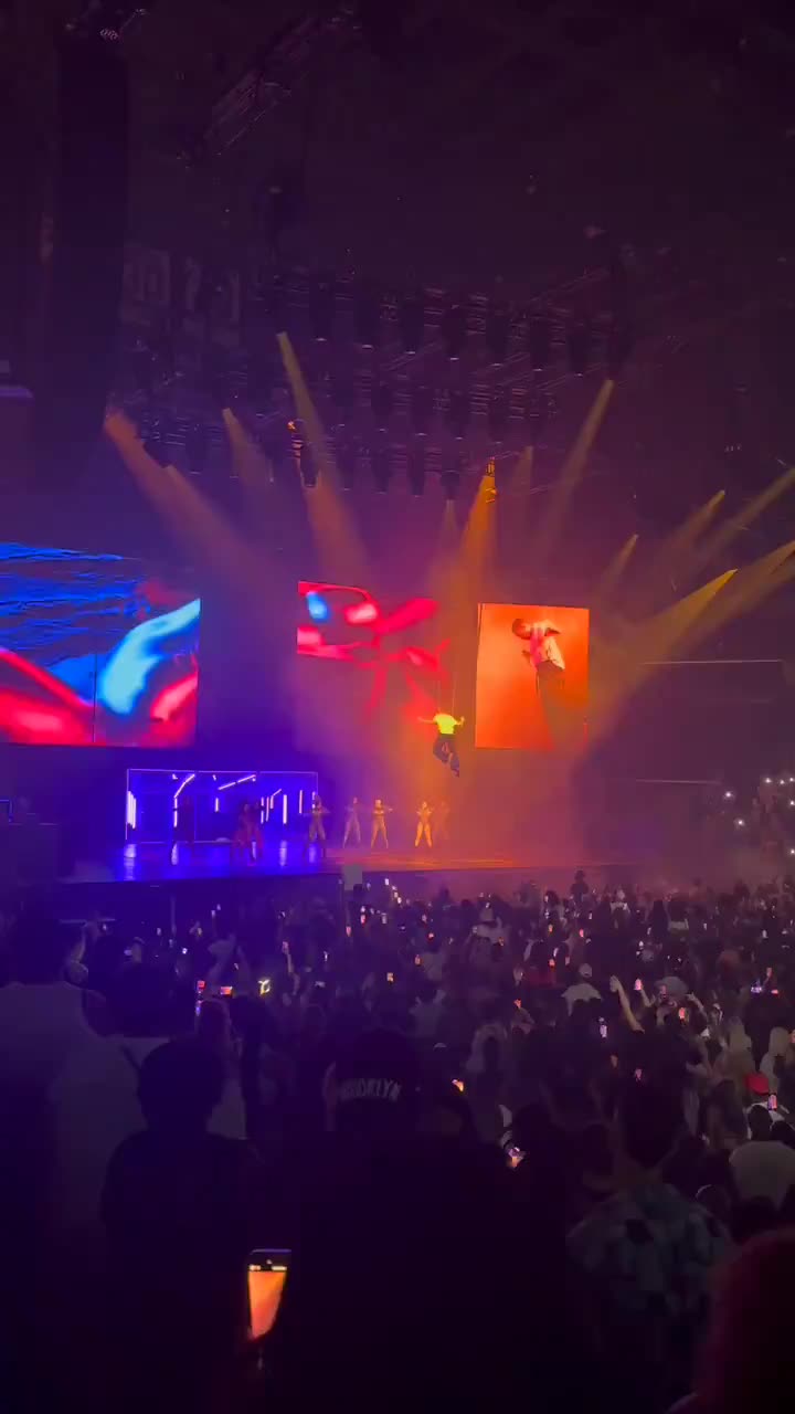 Chris Brown gets pissed off at staff after getting stuck in the air during his New Jersey concert performance