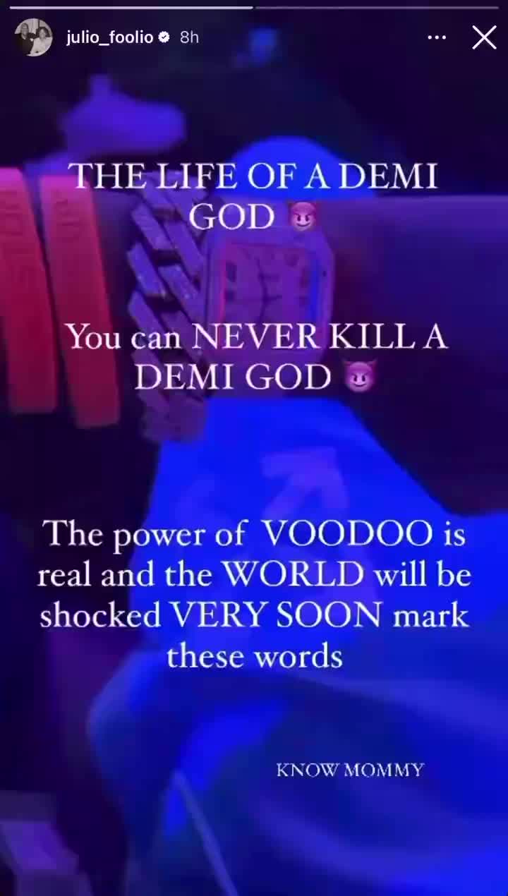 Foolio shared another post to his story, claiming that the power of voodoo is real and the world will be shocked very soon