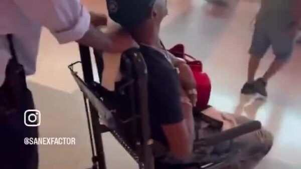 Charleston White really pulled up to the airport in a wheelchair after he got banned the day before