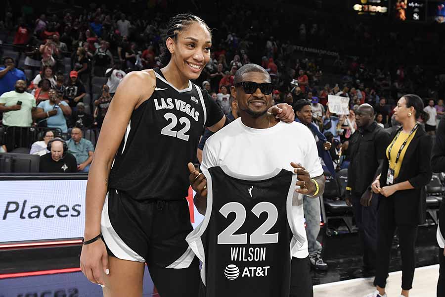 A’ja Wilson calls out teammates for taking pictures with Usher