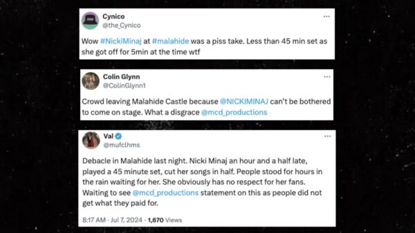 Nicki Minaj turned up more than 90 minutes late for a show in Dublin, leaving fans stranded — and fuming.