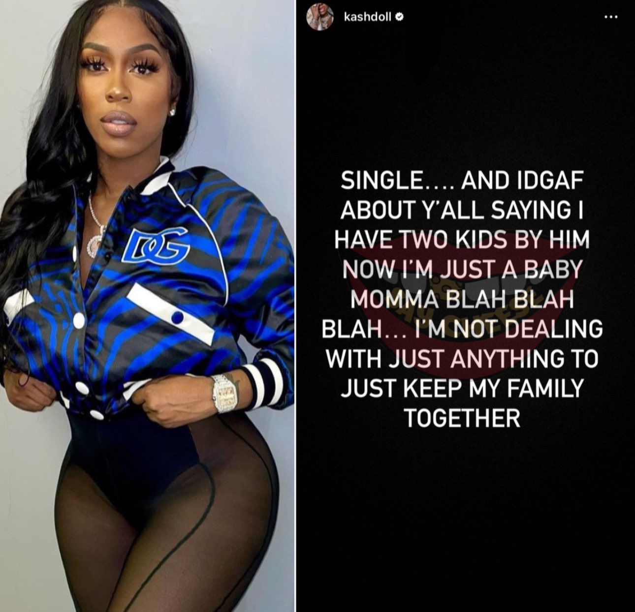 Kash Doll announced that she’s single: “And IDGAF about yall saying I have two kids by him now I’m just a baby momma blah blah blah”