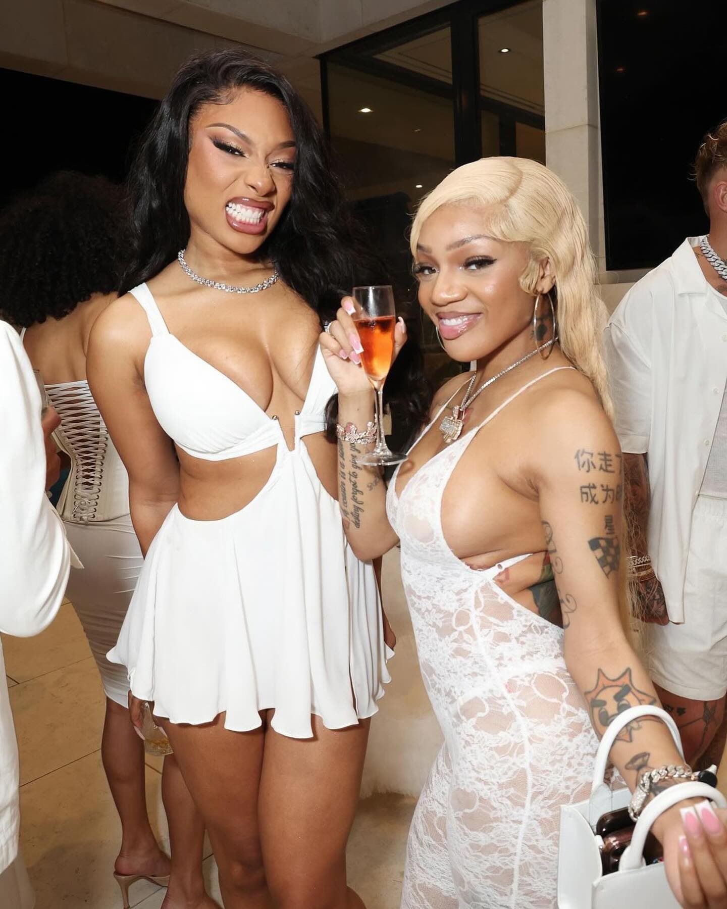 Megan Thee Stallion & GloRilla at Mike Rubin’s all white party!