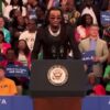 Quavo speaks on raising awareness for gun violence and endorses Kamala Harris for president at her campaign rally in Atlanta