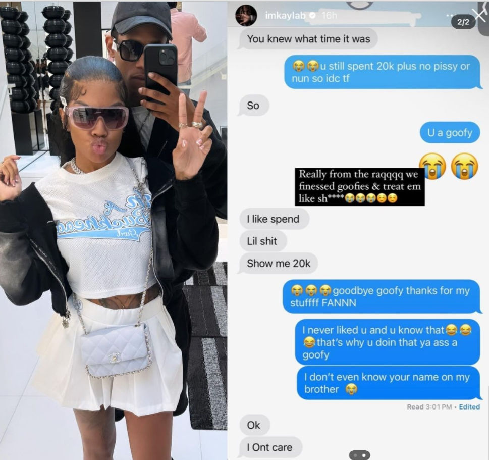 King Von’s sister Kayla B exposes a man after he spent K on her and didn’t get anything in return, calling him a goofy