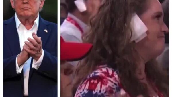 Trump super fans were seen wearing fake bandages on their ears to show respect to Donald Trump