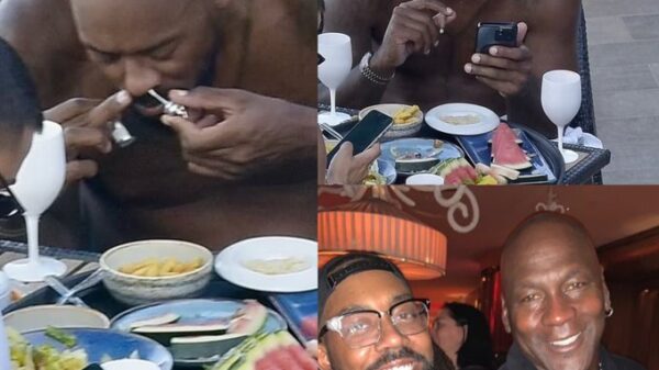 33 Year old Marcus Jordan, son of legendary NBA player Michael Jordan, was seen snorting a white powder during a poolside lunch in the south of France