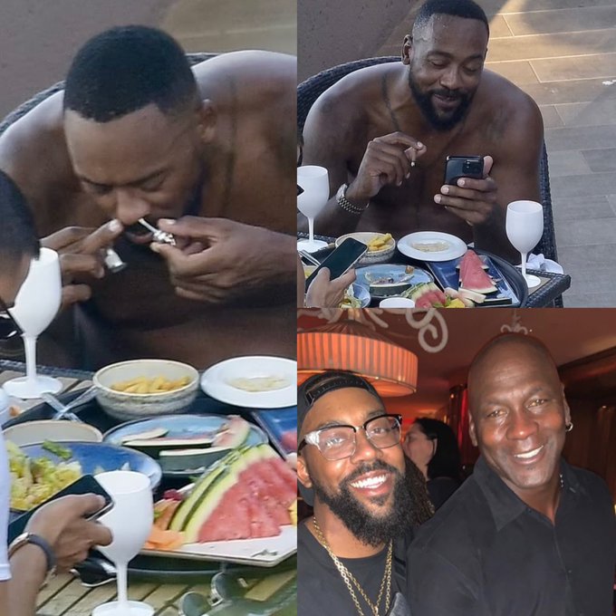 33 Year old Marcus Jordan, son of legendary NBA player Michael Jordan, was seen snorting a white powder during a poolside lunch in the south of France