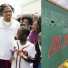 Lil Baby giving back to the community by hosting his annual 'Back 2 School Festival' where he provided school supplies, clothes, shoes, and haircuts for children in Atlanta