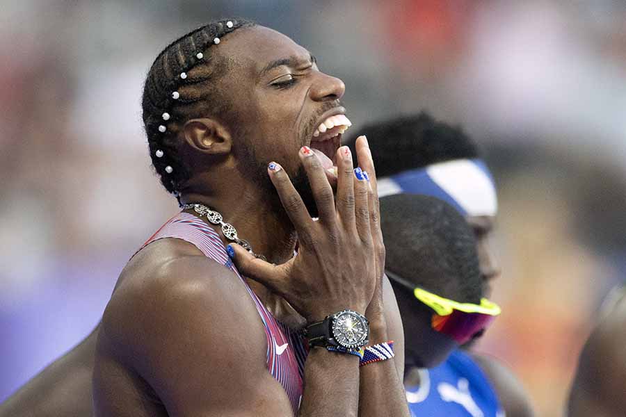 Gold medalist Noah Lyles laughs at criticism of his painted nails