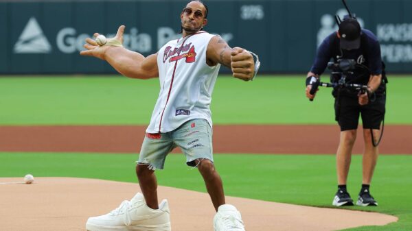 Rapper Ludacris Throws Out First Pitch At Braves Game