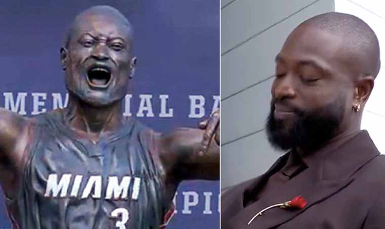 Miami Heat Unveils Dwyane Wade Statue Outside Kaseya Center: ‘Who is That Guy?’