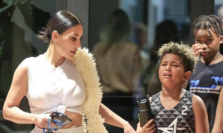 Kim Kardashian dragged for diaper look at son’s basketball game