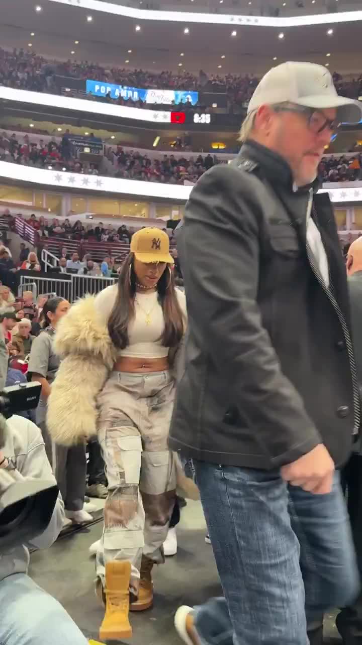 Megan Thee Stallion at the Bulls vs. Celtics basketball game in Chicago