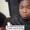 Women called her boyfriend to order food for her and the guy she's cheating on him with, while laid up with him