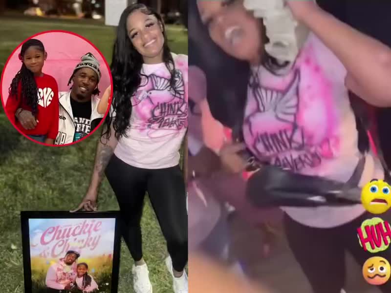 Lil Ronnie’s baby mama seen celebrating and flexing money just a few days after asking fans to donate over the loss of her baby daddy and 5-year-old daughter